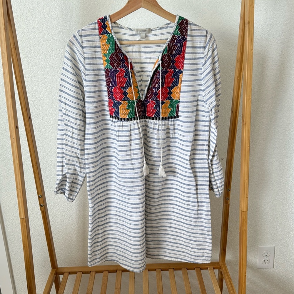embroidered striped dress